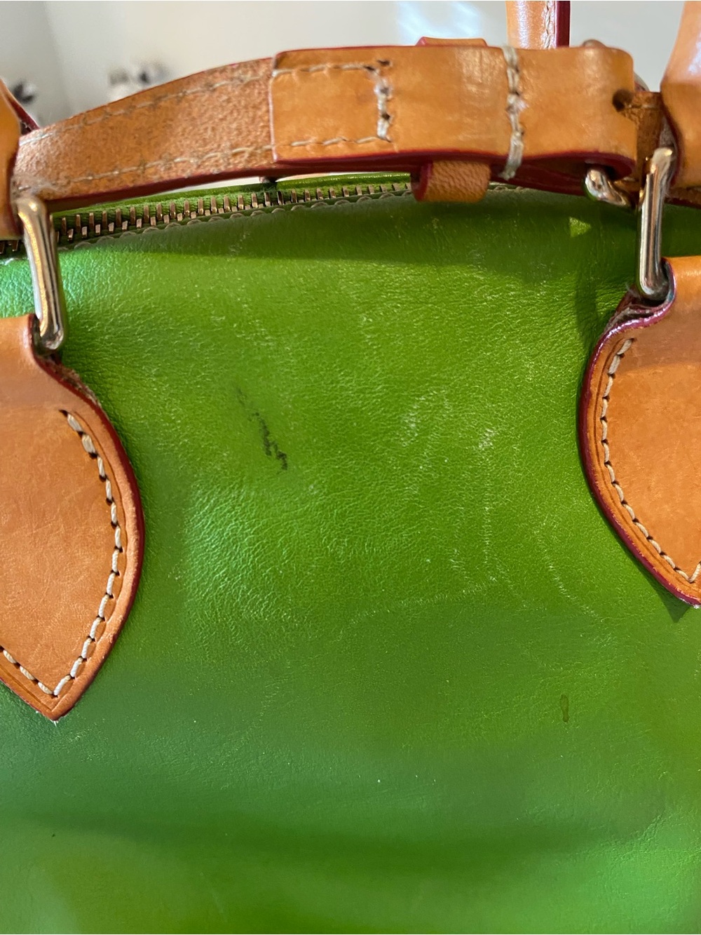 Dooney & Bourke Dillen Double Pocket Satchel green leather wallet key chain - Picture 7 of 16